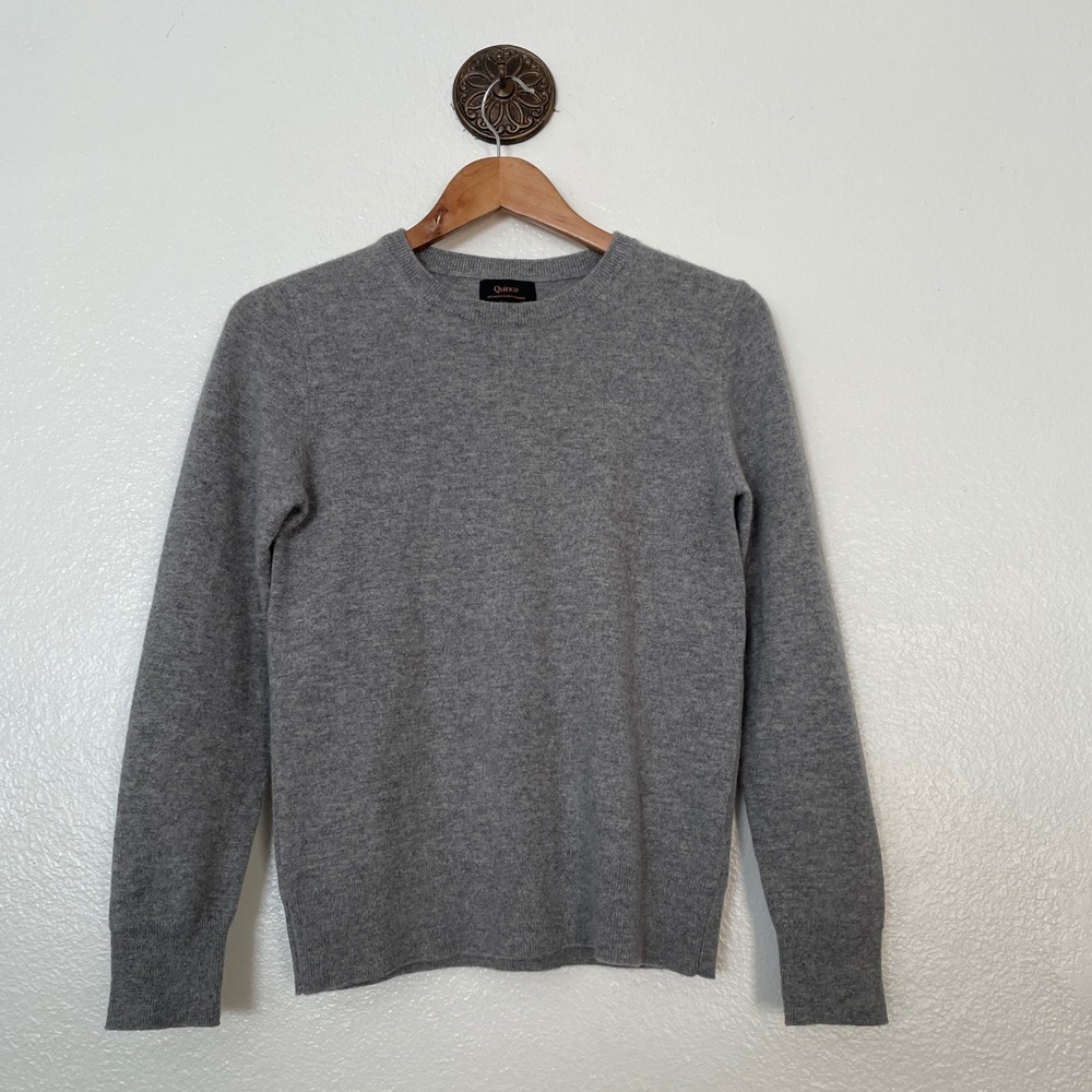 Quince Mongolian Cashmere Crewneck Sweater Heather Gray Womens XS SGK001